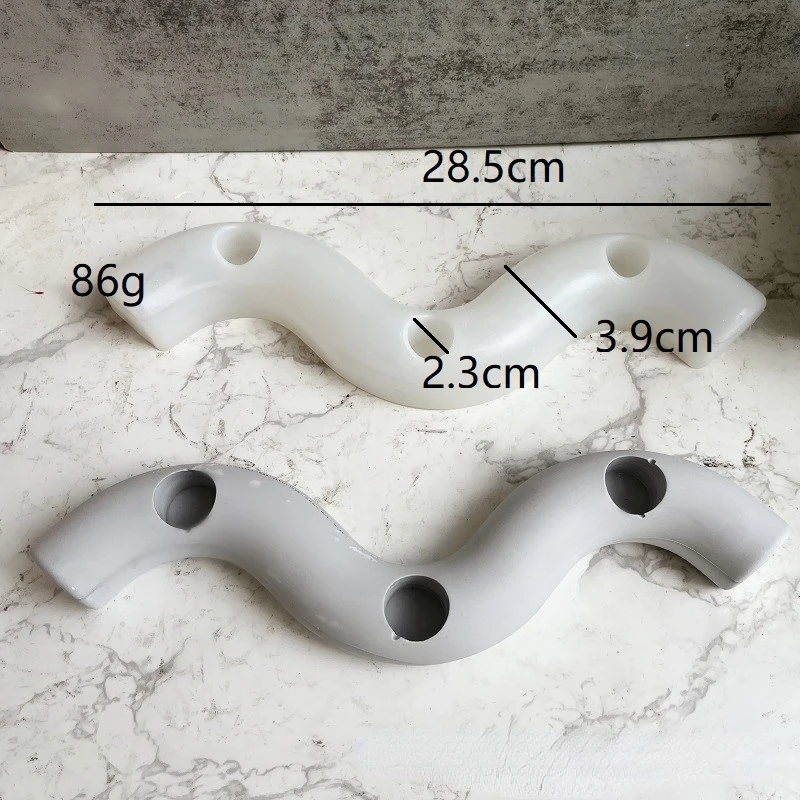 DIY Crystal Epoxy Candle Holder Silicone Mould Roman Column Candlestick Silicone Wavy Linear Candle Holder Resin Mould