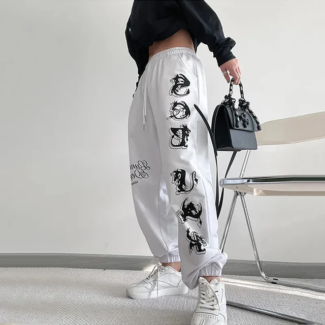 Fongt White Sweatpants Joggers Women Wide Leg Baggy Pants Harajuku