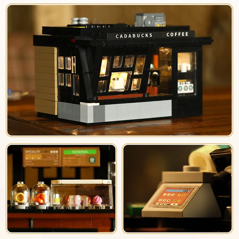 Geniteen Set di blocchi di costruzione per caffetterie, 1443 PCS Giocattolo modulare per casa di architettura creativa Street View(Casa del Caffè