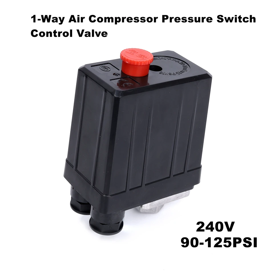 Air Compressor Pressure Switch Control Valve, 90-120 PSI Pressure Regulator With Gauge Connector Kit For Industrial Commercial Residential