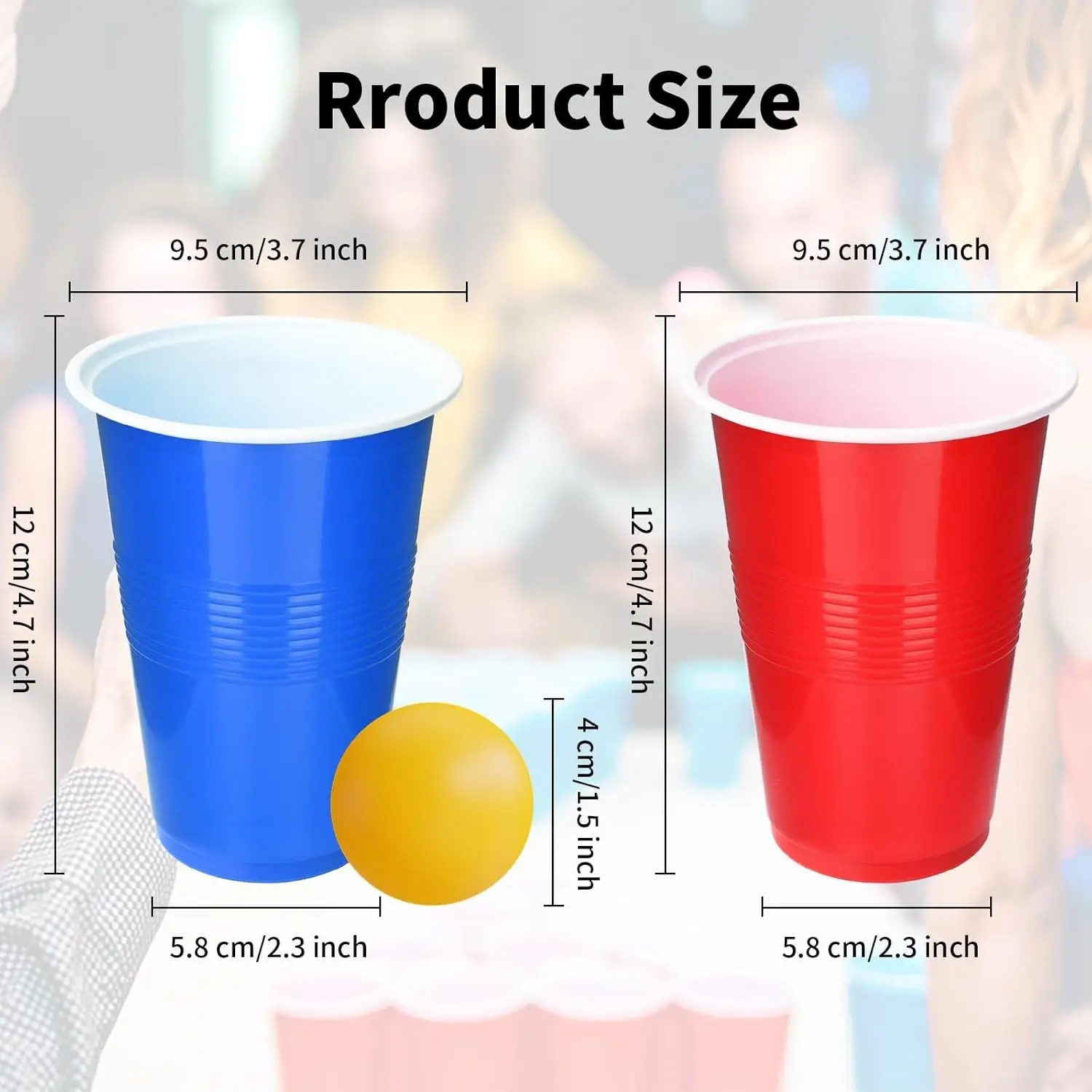 24 Pcs 16 Oz Plastic Party Cups 8PCS Ping Pong Balls Beer Pong Game Set for Graduation Party or Bar Game Company