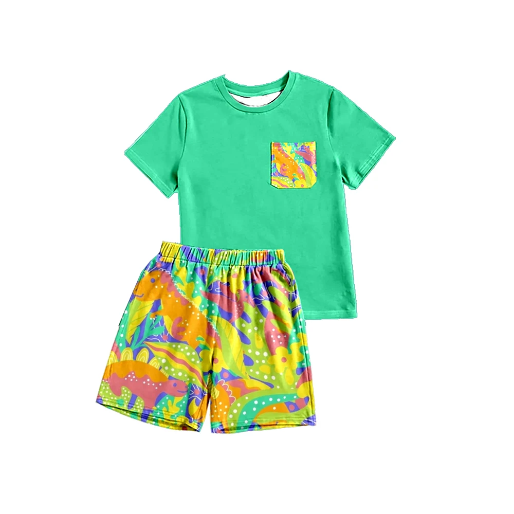 

Boutique Outfits Boys Clothing Summer Cartoon Dinosaur Shorts Boys Sets