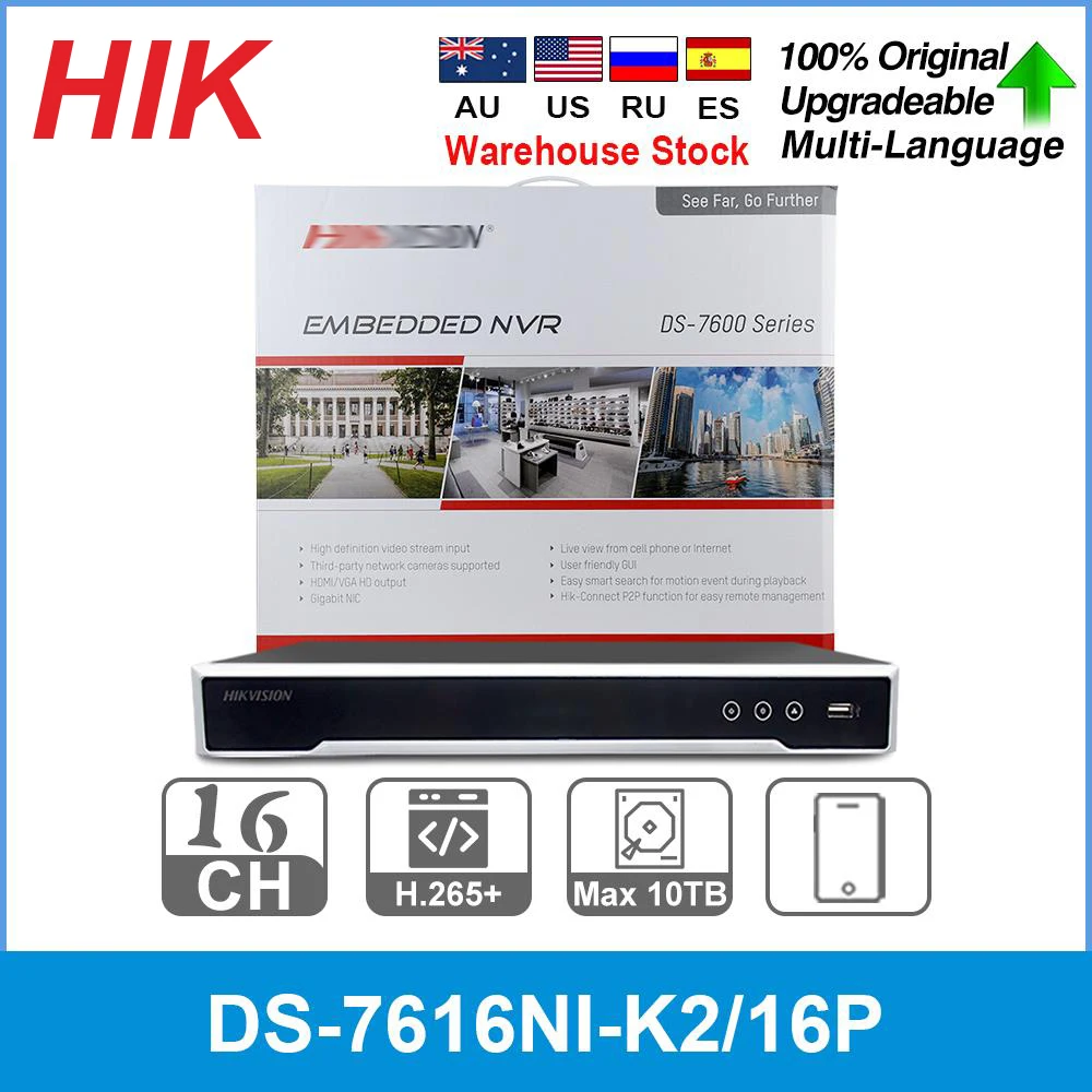 Hikvison 4K Nvr 8Ch Ds-7608Ni-K2/8P 16Ch Ds-7616Ni-K2/16P Poe 12Mp Cctv Sorveglianza Di Sicurezza Videoregistratore Di Rete Originale