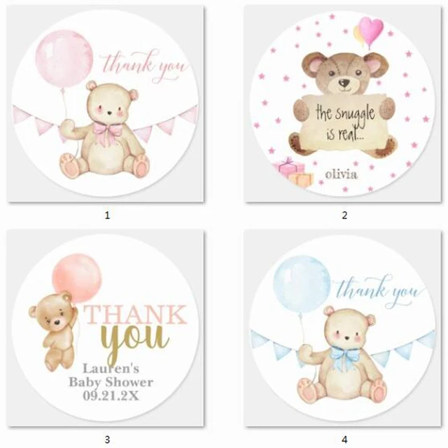 Personalize Sticker Baby Party  Bear Themed Party Baby Shower