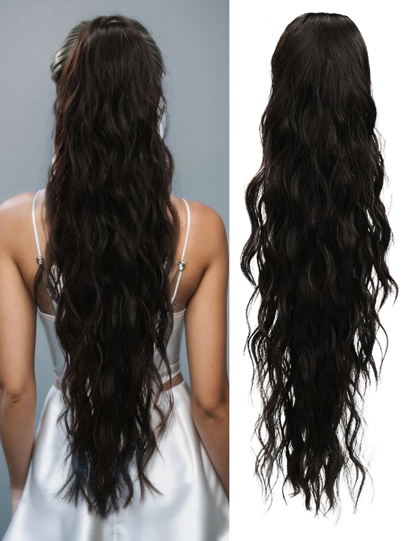 Clip in Ponytail Hair Extension 26 Inch Drawstring Ponytail for Women Long Curly Wavy Multi-color Daily