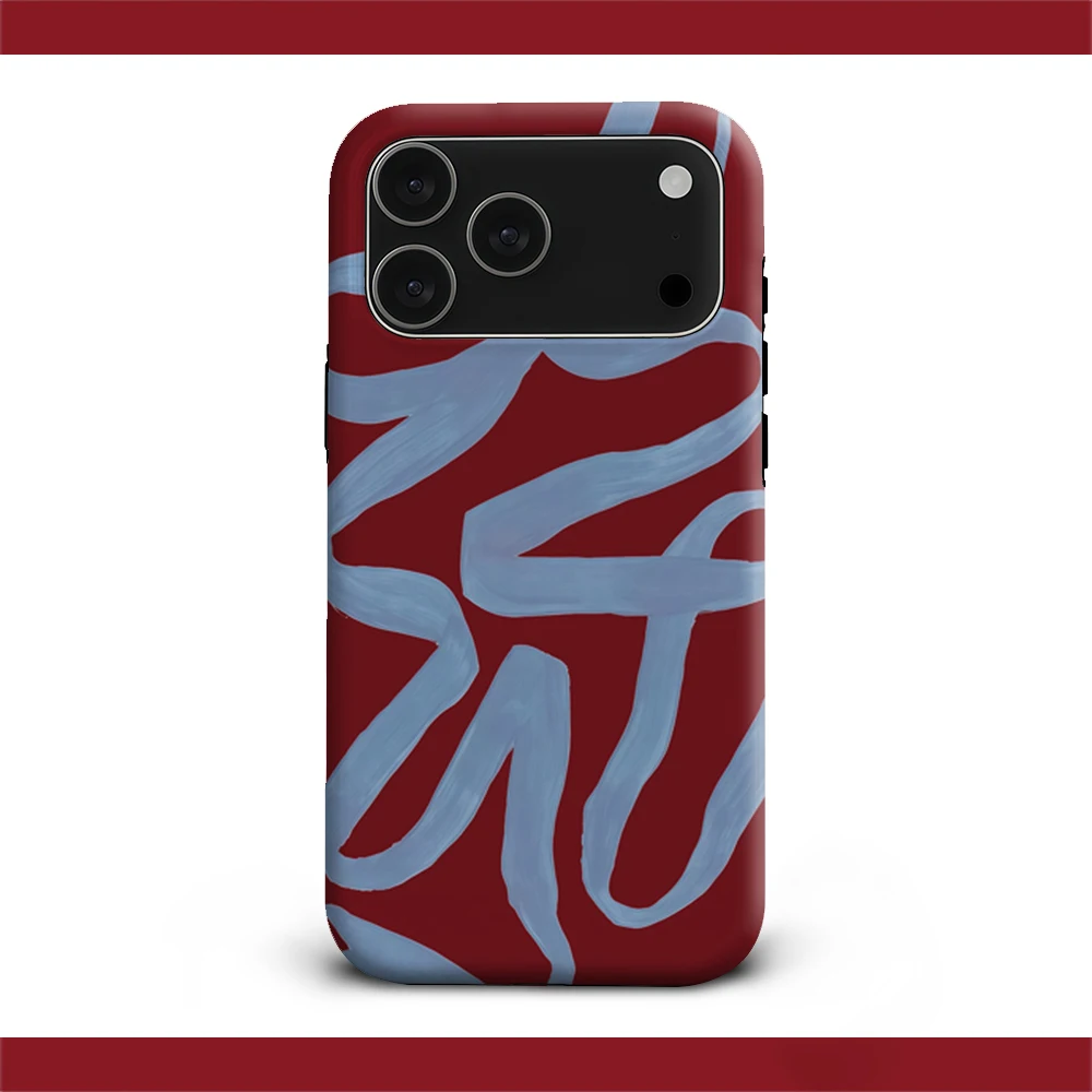 Luxurious Double-Layer Back Cover with Blue Ribbon Accent on Burgundy