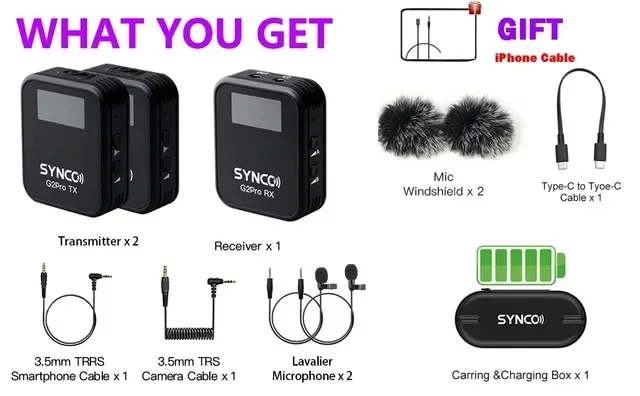 SYNCO G2 A2 Mega G2A2 Pro 2.4G ワイヤレス ラベリア マイク