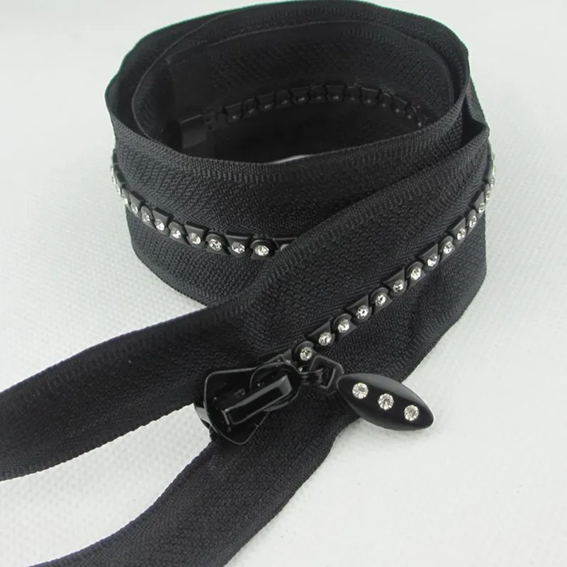 Rhinestone Zippers Sewing Rhinestone Sewing Bag Shiny Zipper Jacket
