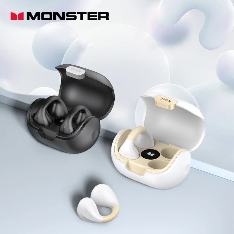 Monster Bone Conduction Bluetooth 5.3 Auricolari Orecchino Cuffie Wireless Cuffie Impermeabili Auricolari Sportivi Gancio Per L'Orecchio Con Microfono