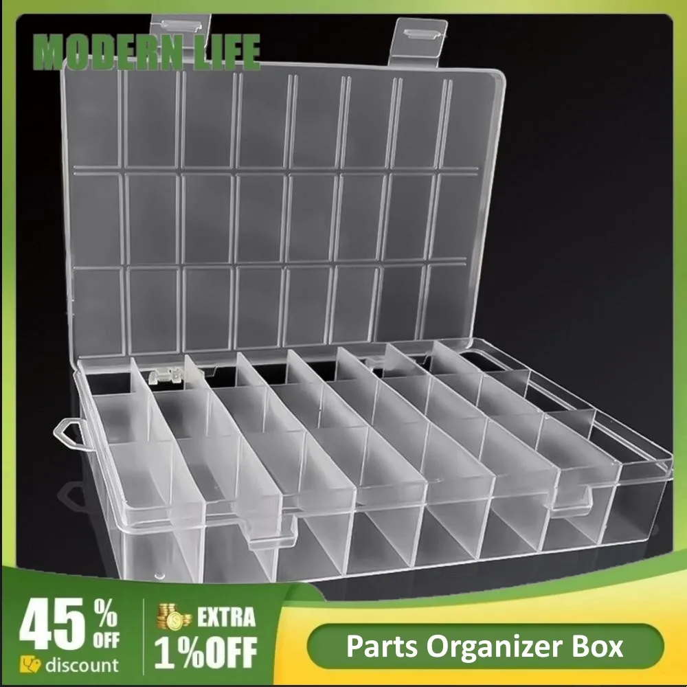 24 Grids Parts Organizer Box Practical Compartment Plastic Storage