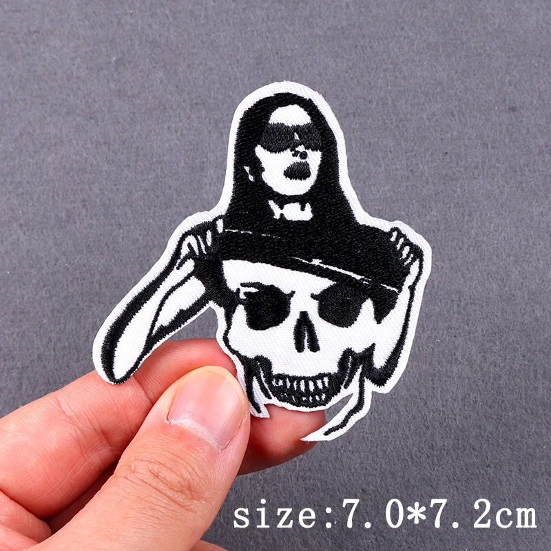 Parches termoadhesivos para ropa con diseño de calavera punk sexy, parches termoadhesivos para ropa, insignias de parches bordados de calaveras de hip hop