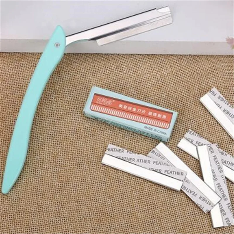 Portable Eyebrow Trimmer 10 Razors Eye Brow Shaper Shaver Face Razor Blade Facial Hair Remover Makeup Tools Women