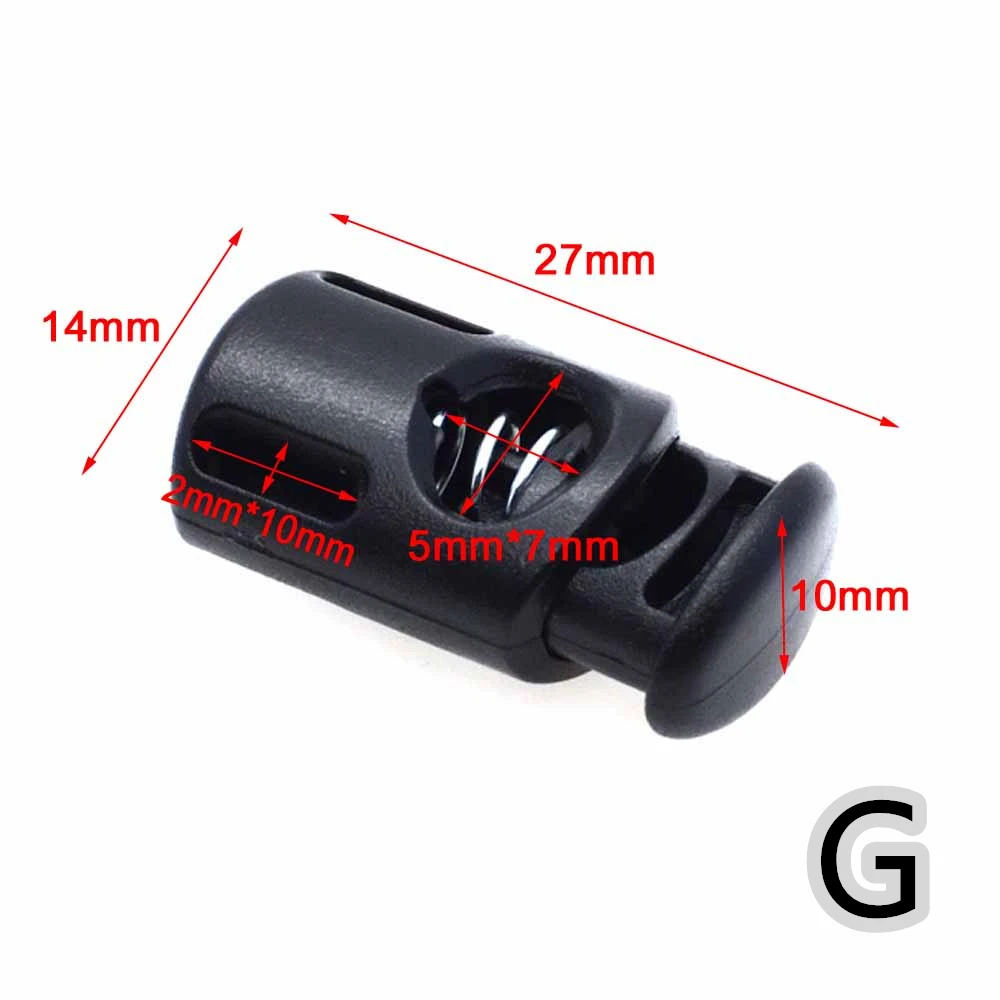 10 Stück/Packung Kordelverschluss Toggle Clip Stopper Kunststoff Schwarz für Taschen/Kleidung – Detail 8