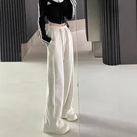 High Waist Drapey Wide Leg Casual Sports Pants Women's Spring Autumn Winter plus Size Loose Fit Sweatpants Fashionable Female Cl