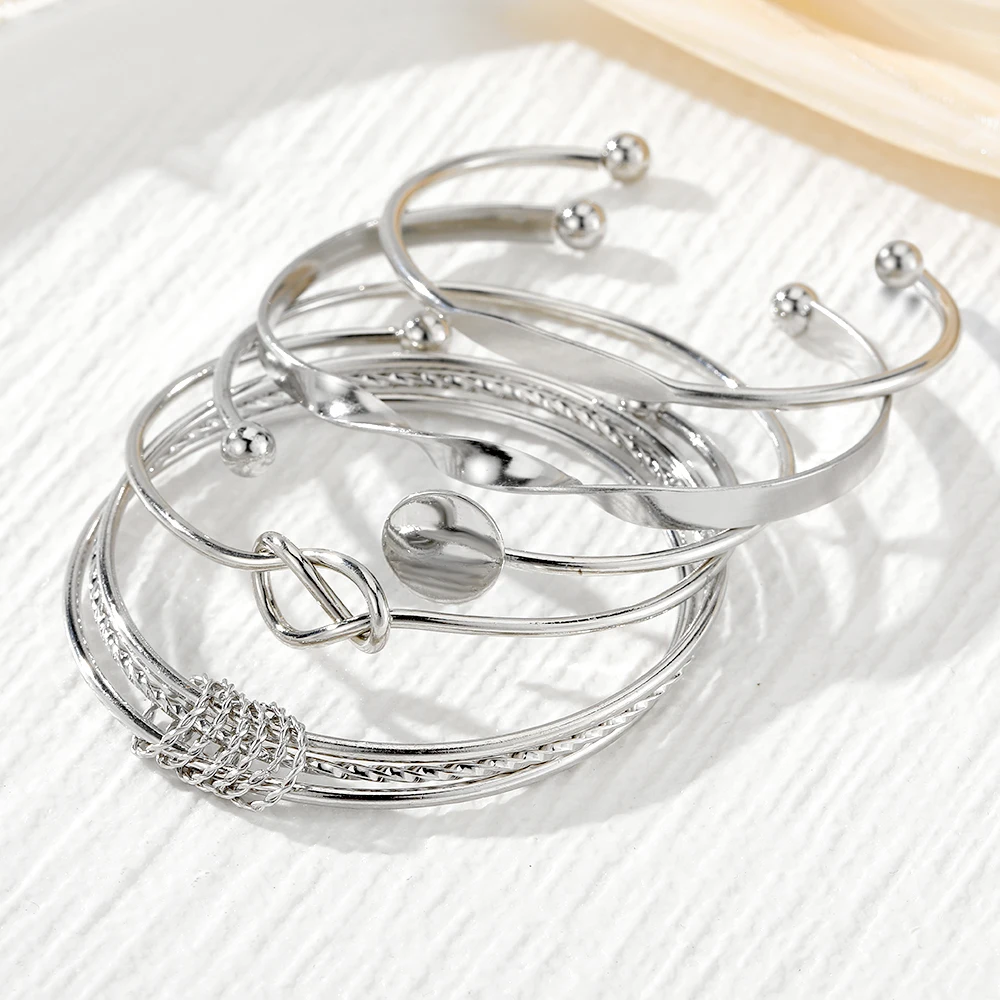 Punk Trendy Multilayer Bangle Bracelet Female Elegant Delicate Twist Sparkling Adjustable Jewelry Couples Gifts
