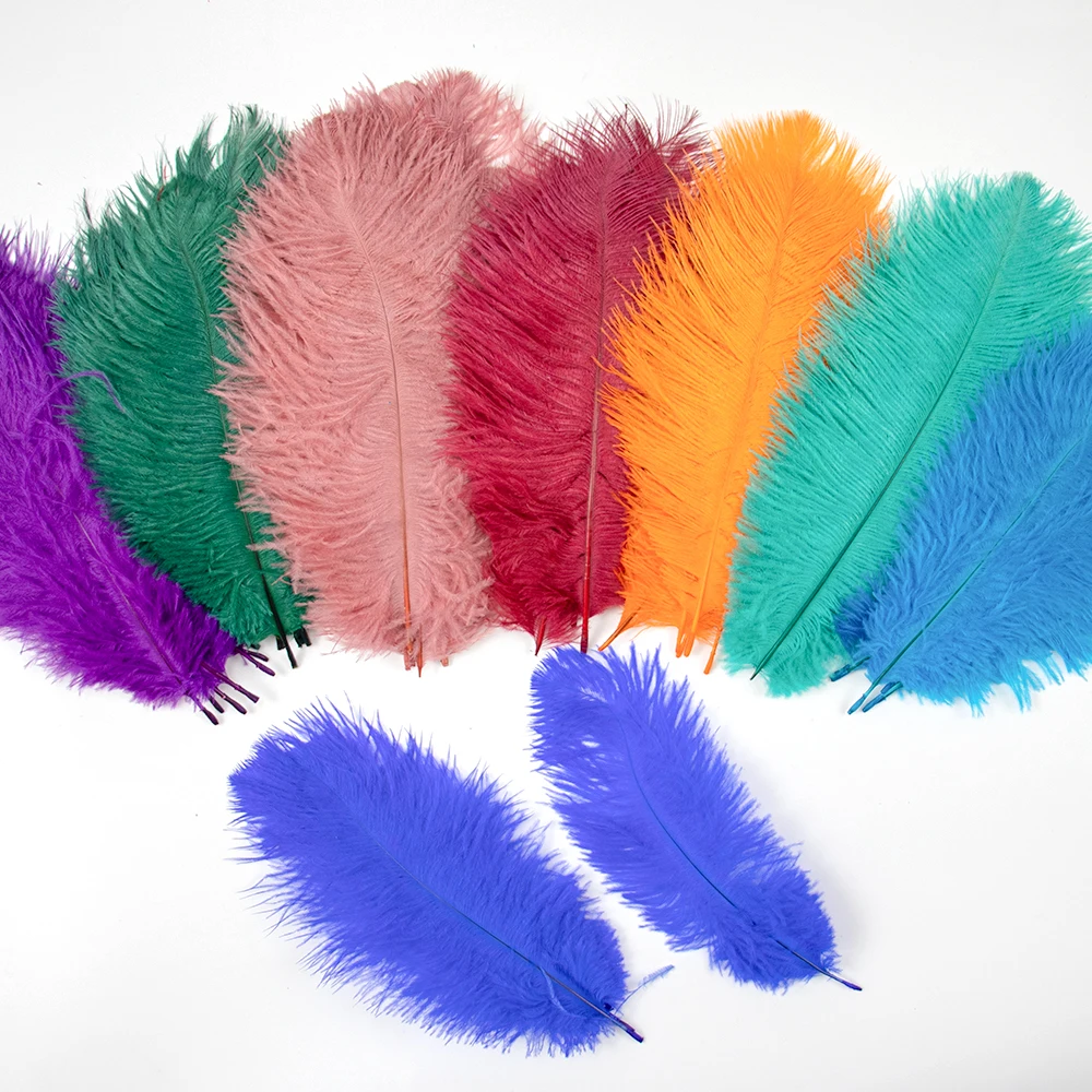 10 Pcs/Lot White Ostrich Feathers For DIY Hand Sewing Dresses Wedding Family Tabletop Centerpieces Carnivals Natural Plumes
