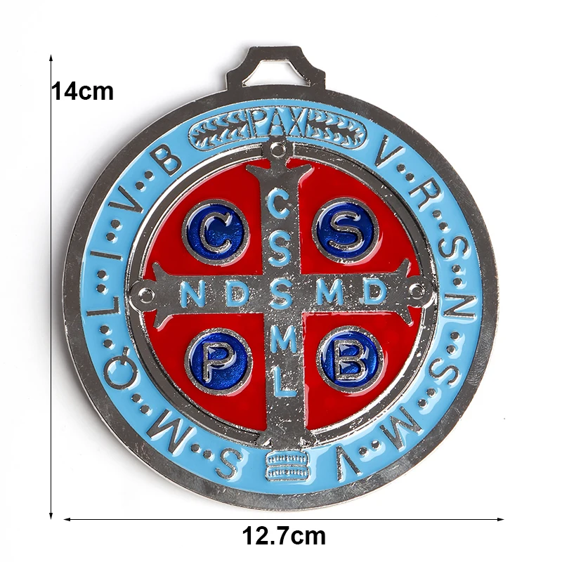 Retro Color St. Benedict Cross Ornament Pendant Gift Catholic Christian Religion Icon Home Car Decoration Articulos Religiosos