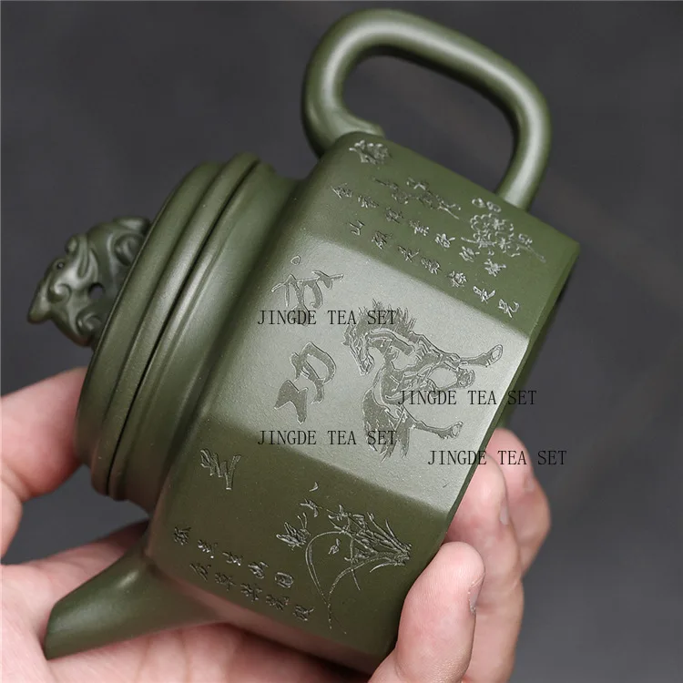 240ml Yixing Purple Clay Filter Tea Infuser Chinese Zisha Teaware Handmade Green Mud Tea Pot Household Custom Beauty Teapot
