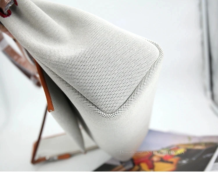 Canvas Handbag Herbag New Print Pig Nose Cross-Body Fashion Versatile Casual Women's Texture Two-Layer Cow Leather