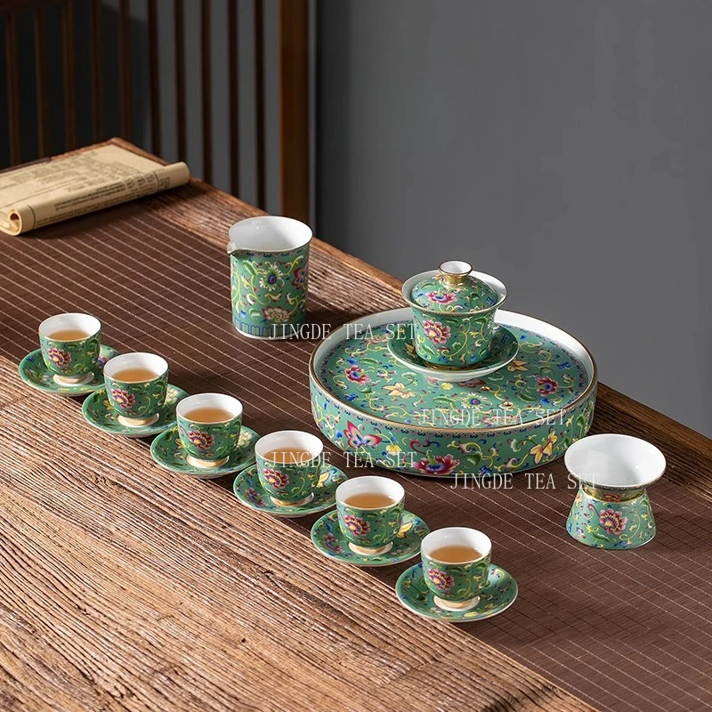1pcs Chinese Ceramic Tea Cup Household Small Capacity Tea Cup Tea Set Enamel Master Cup Drinking Utensils Teaset Accessories