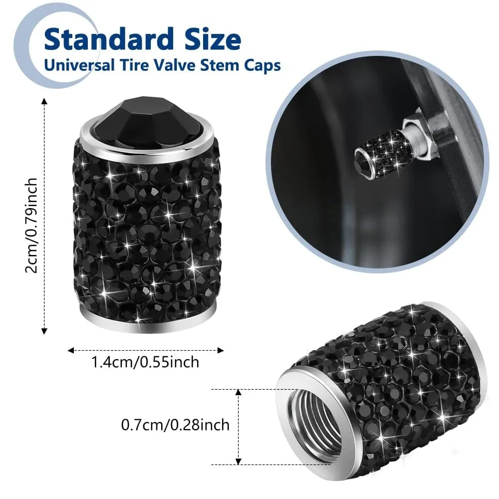 Luxurious Bling Rhinestone Tire Valve Caps - Set of 4