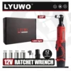 LYUWO 12V Cordless Right Angle Electric Wrench 45NM 3/8 Inch Ratchet Wrench Disassembly Nut Car Maintenance Tool With 4 Sockets 1