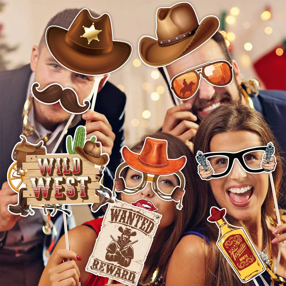 30Pcs/Pack Western Cowgirl Theme Photo Booth Props Cowboy Hat Boots Costume  Mask for Birthday Bachelorette Party Decoration - AliExpress, image size:960x960