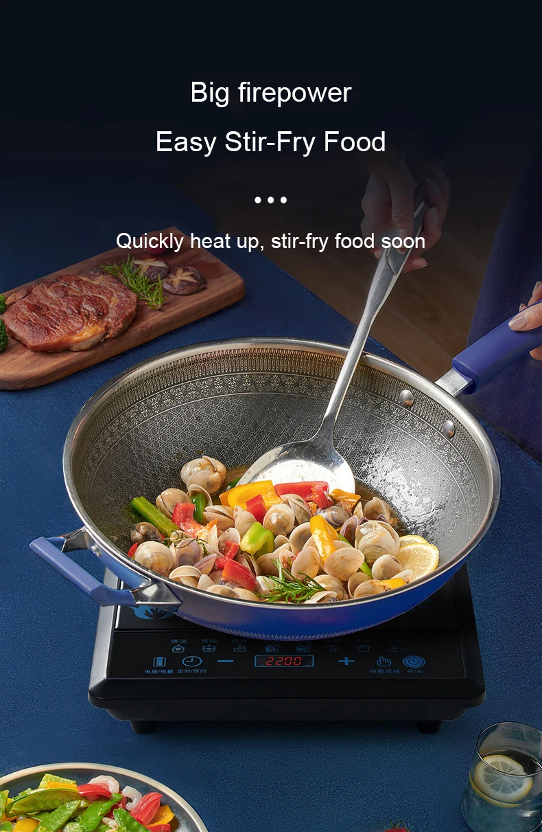 DMWD Electric Magnetic Induction Cooker 2200W Cooking Hot Pot Waterproof Panel Small Hot Pot Stove Hotpot Oven Cooktop 220V
