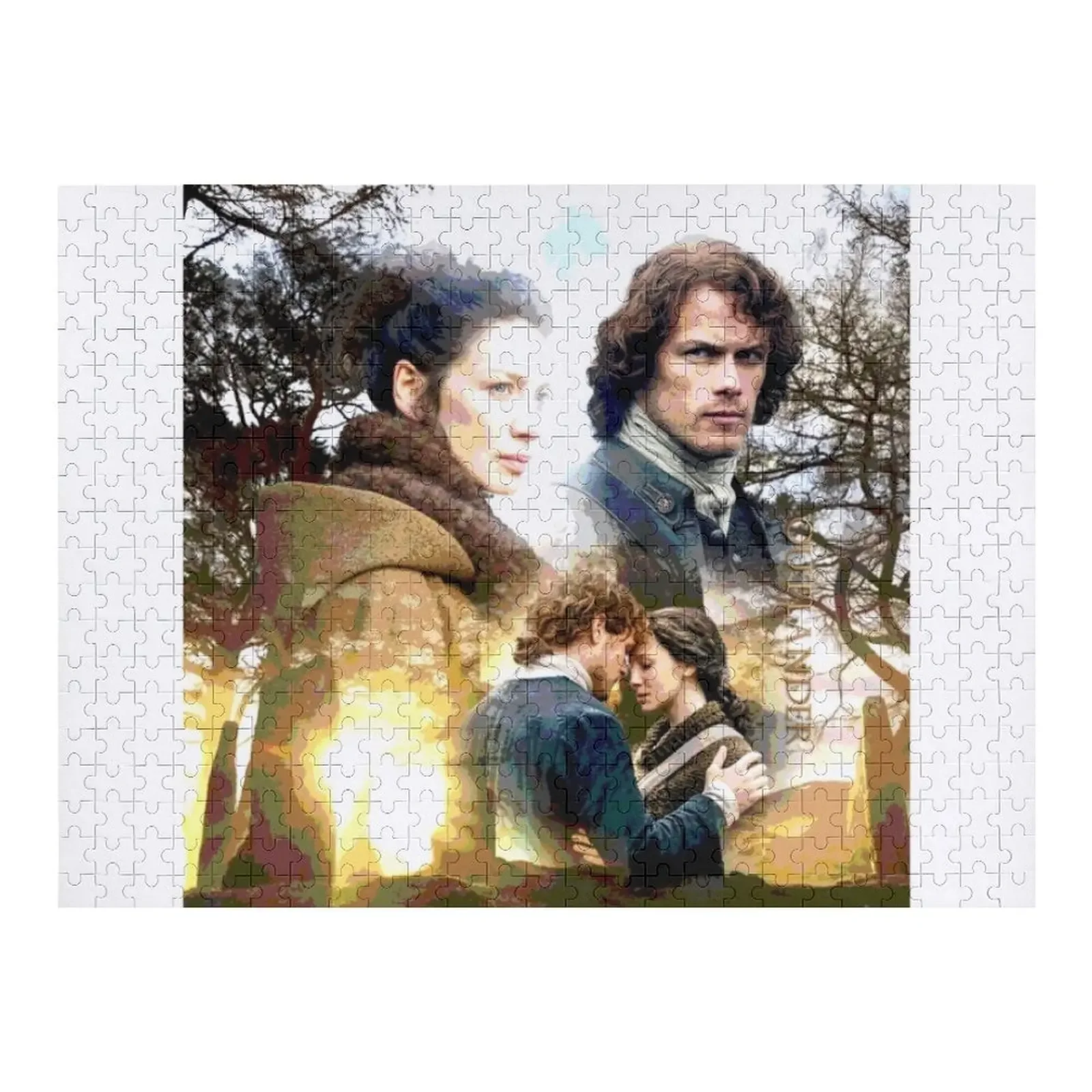 Jamie and Claire Fraser/The Light of Love Jigsaw Puzzle Personalized Wooden Name With Personalized Photo Puzzle