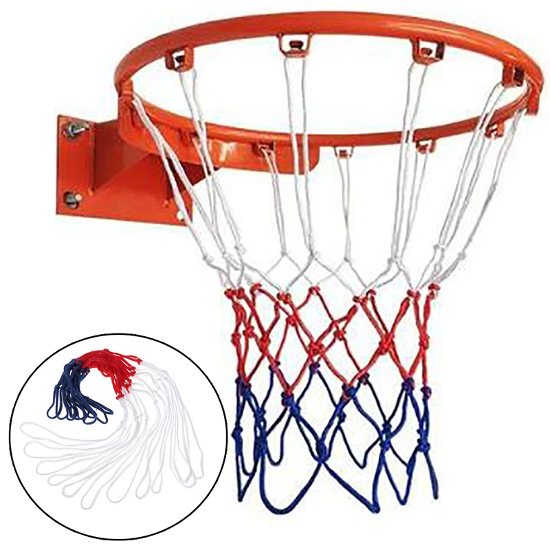 

1Pc Basketball Net All-Weather Basketball Net Red+White+Blue Tri-Color Basketball Hoop Net Nylon Woven Rope Hoop Basket Rim Net