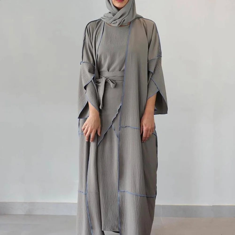 

Eid Kaftan Abaya Дубай, Турция, арабское мусульманское платье в комплекте, длинное платье-кимоно, Женская длинная одежда для женщин Caftan