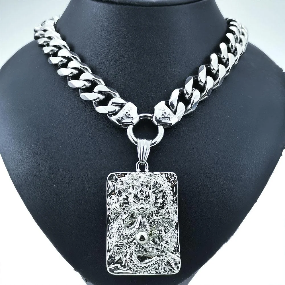 

Men Women The "Chinese LONG" Pendant Chain Stainless Steel Necklace