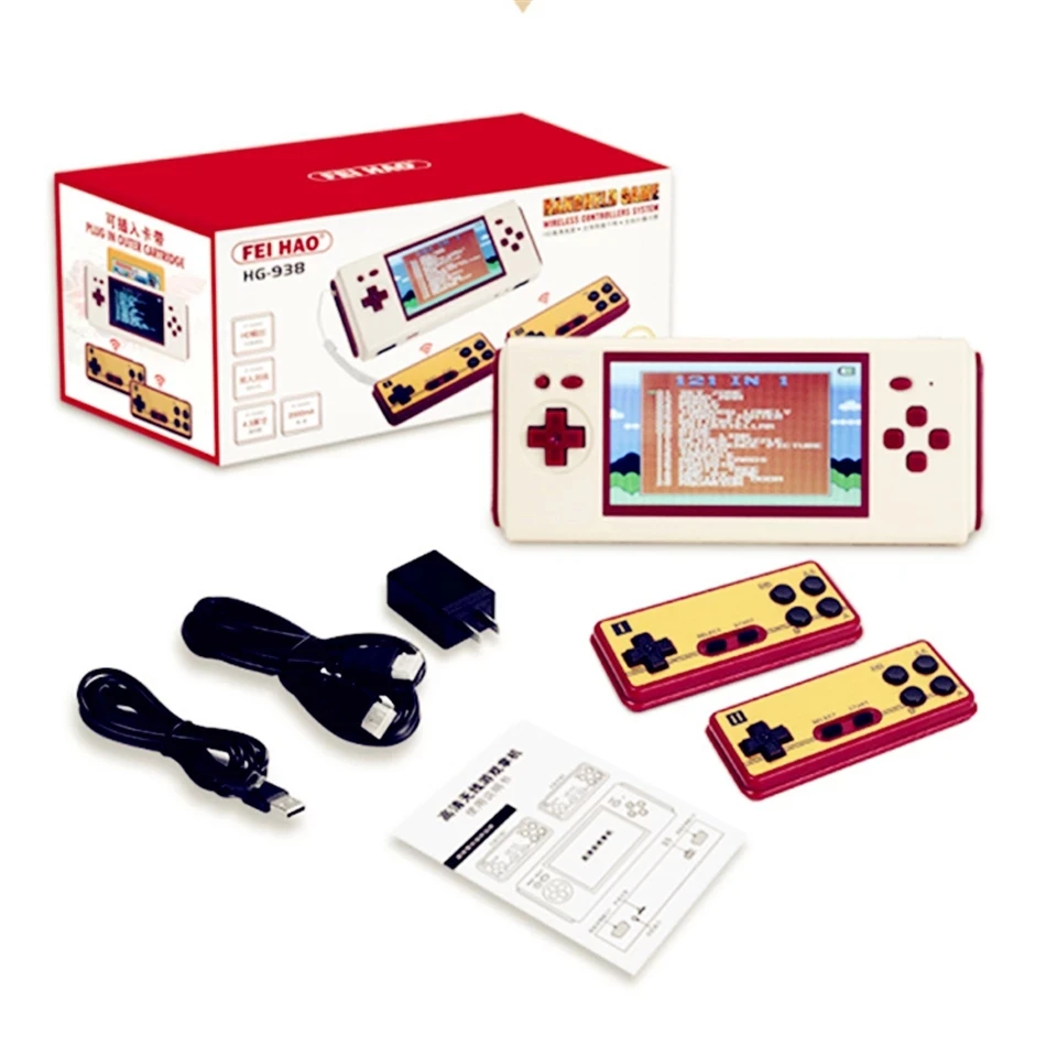 Console Di Gioco Portatile Nostalgic Built-In 112 Giochi 4.3 Pollici Hd Grande Schermo Compatibile Con Fc Yellow Multi Cartridge