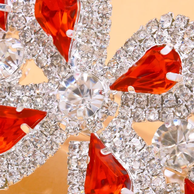 Luxury Red Crystal Flower Rhinestone Drop Bangle Bracelet for Women Exquisite Wedding Cuff Bracelet Bagle Bridal Hand Jewelry 5