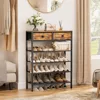 5 Tier Shoe Rack for Entryway, Shoes Storage Organizer with 2 Drawers, for 16-20 Pairs with Wooden Top for Closet, Shoe Cabinets 4