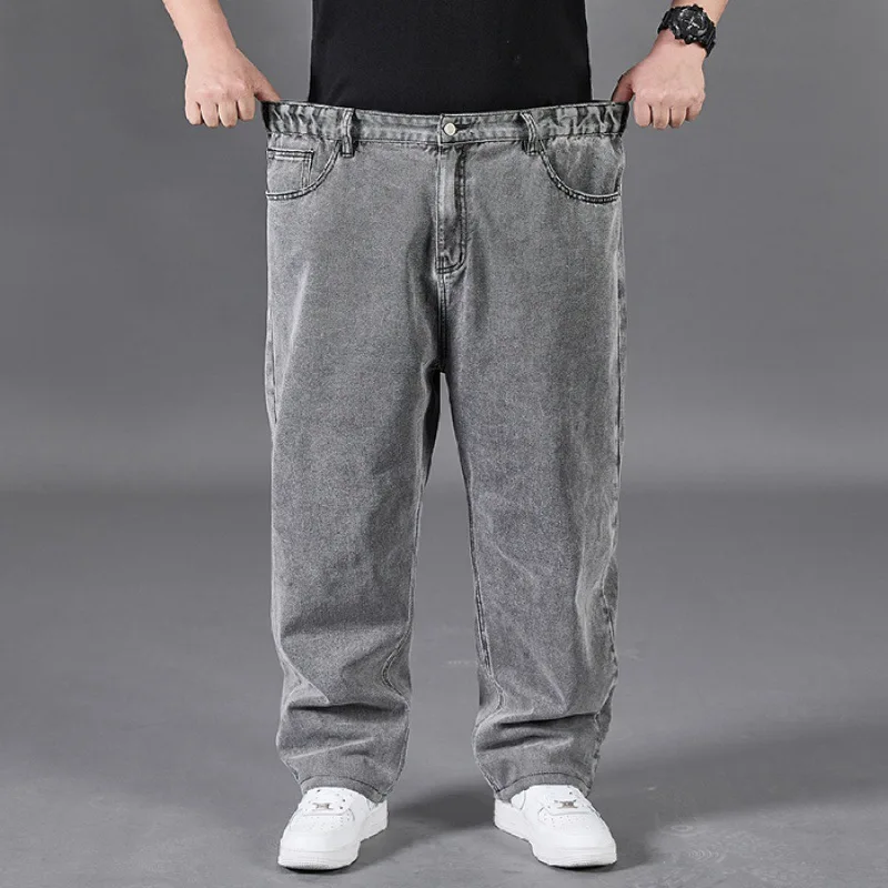 Spring Autumn Large Size Jeans Men Large Code Blue Grey Large Oversized The Elastic Big Men Pants 46 50 52 150KG 6