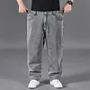 Spring Autumn Large Size Jeans Men Large Code Blue Grey Large Oversized The Elastic Big Men Pants 46 50 52 150KG 6