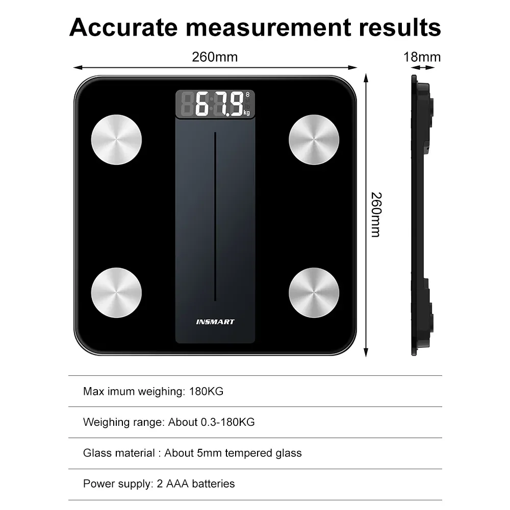 INSMART Body Weight Scale Bathroom Scale Digital Body Weight Balance Smart Composition Smart Floor Scales BMI electronic scale