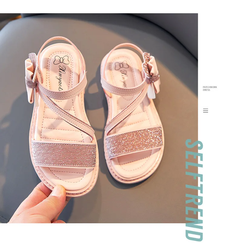 leather girl in boots Summer Girls Sandals 2022 New Bow Simple Cute Pink White Children Sandals Toddler Baby Soft Casual School Girl Shoes extra wide children's shoes