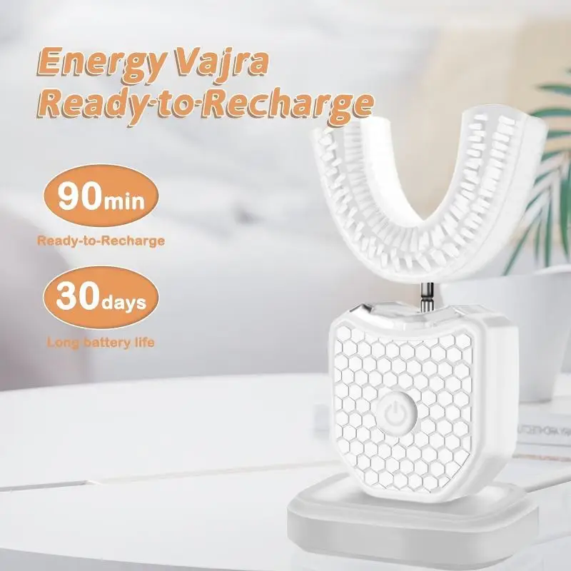 치아 미백 램프, U자형 초음파 무선 전동 칫솔, 360 °   게으른 성인용 실리콘 칫솔 세트