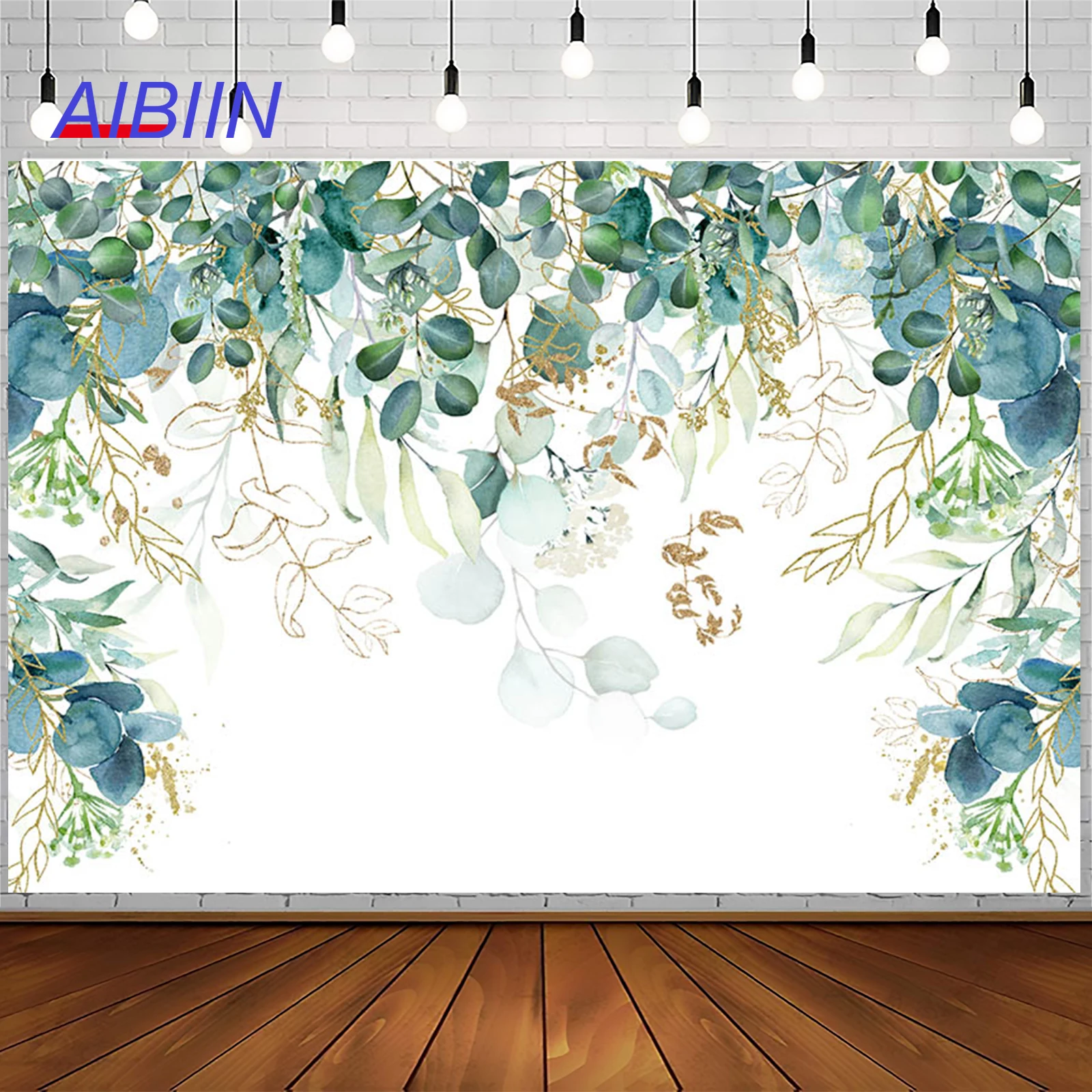 

Greenery Photography Background Birthday Backdrop Party Decorations Gold Green Leaves Baby Shower Kids Portrait Photo Studio