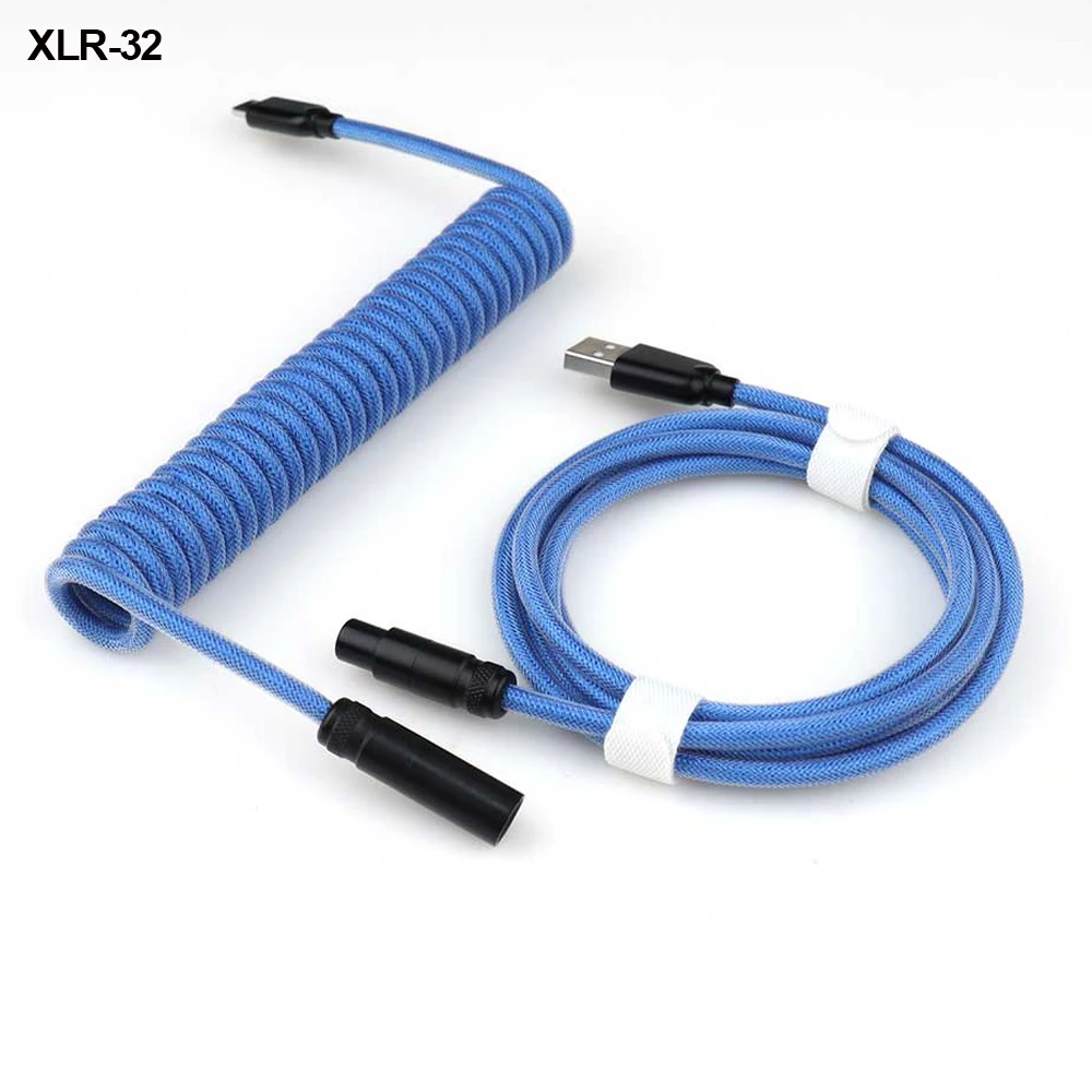 

LANO Coiled Cable Type C Mini Xlr Aviator Flexible Keyboard Cables for Gaming PC with Aviation Connector Coiled Keyborad Cable