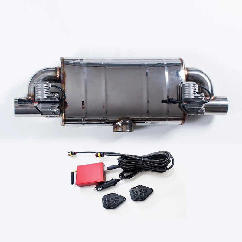 

Universal 51/63/76mm one inlet two outlet T type new remote electric valvetronic muffler silencer auto catback system