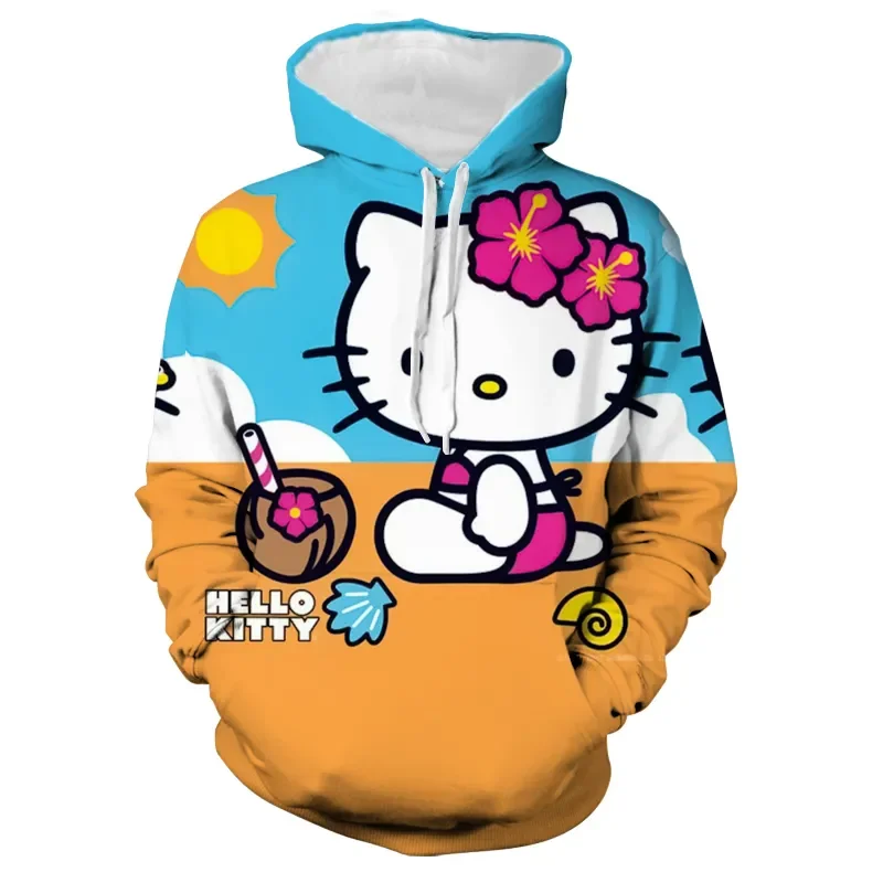 

Hello Kitty Sanrio Kawaii Elegant Women's Pullover Warm Soft Sweater Lovely Loose Mini Coat Party Girl Korean Fashion Style Top