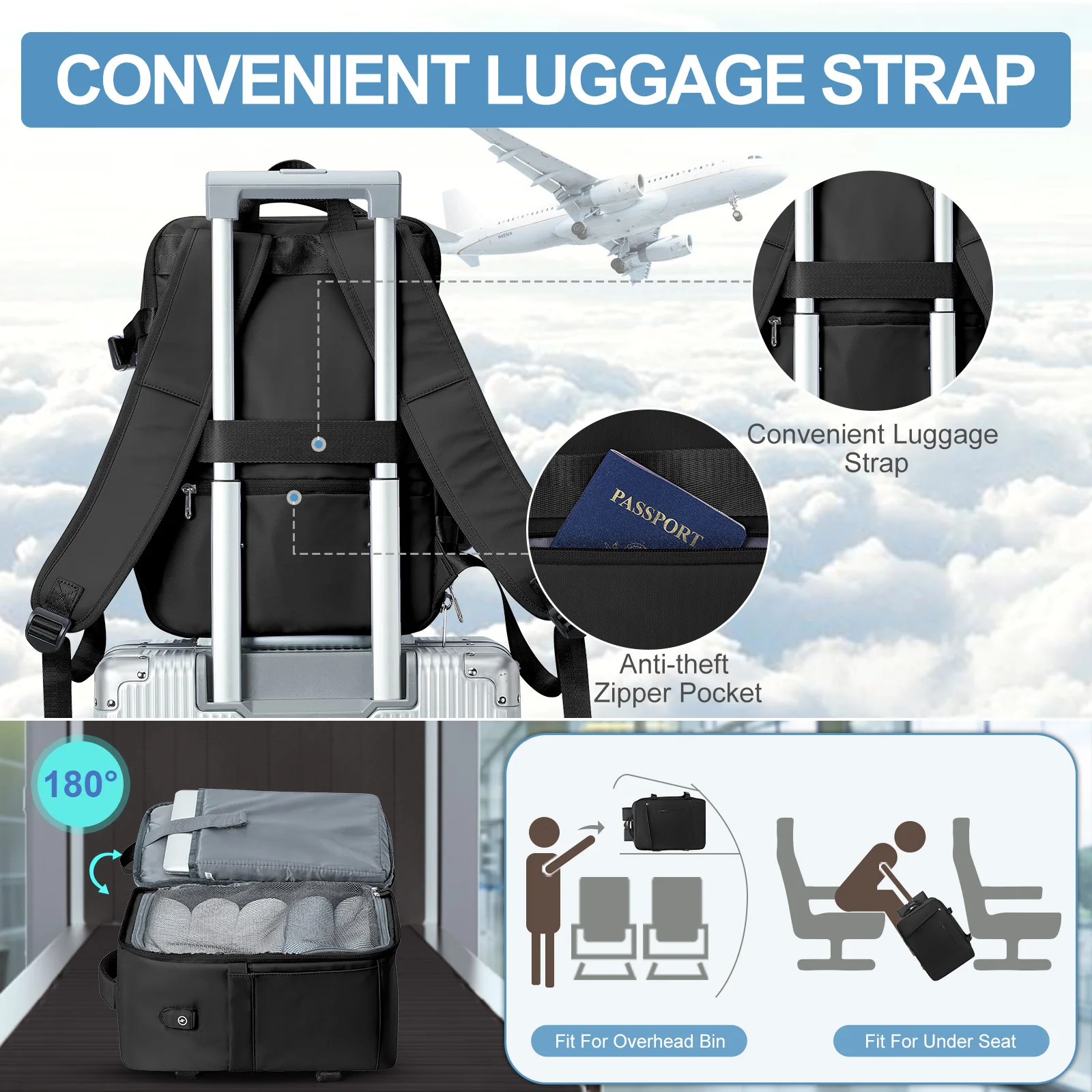 Business Backpacks for Men‘s Bags Women Backpack Travel 40x20x25 Ryanair Carry-Ons, Laptops Backpacks College Schoolbags Bluey ﻿ - 5