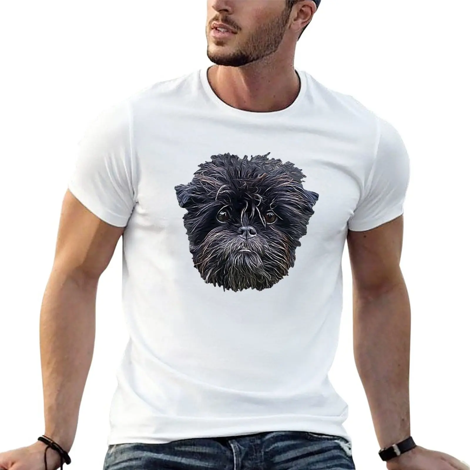 Affenpinscher Cute Puppy Dog Face T-Shirt Top Customizeds Magliette Grafiche Da Uomo