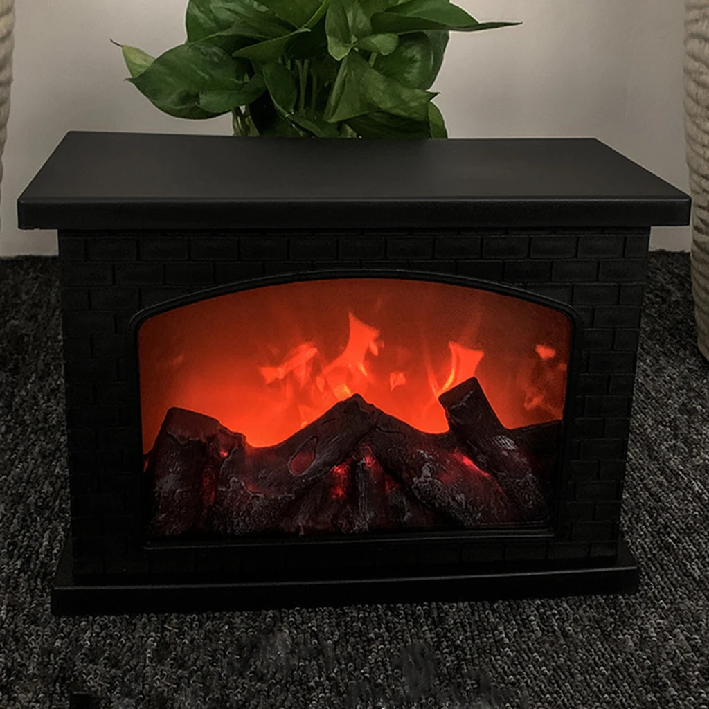 Realistic Flickering Flame LED Light Table Lamp for Yard Indoor Decoration Fireplace Lantern LED Lamps Home Office Decor