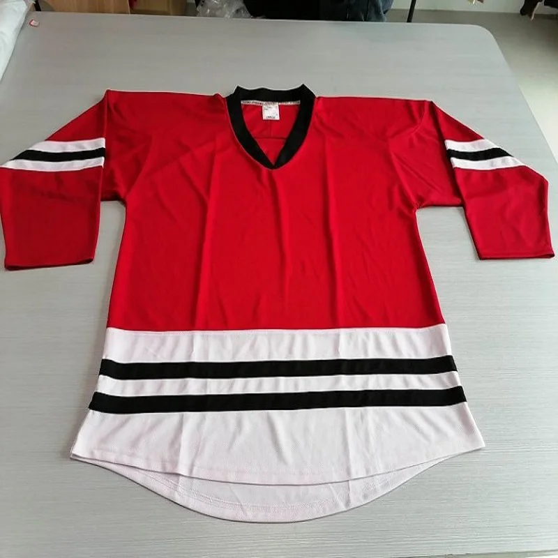 Ice Hockey Jersey Sweatshirt XS-XXL Goalie Red Black White Full Sleeve Retro T-Shirt V Neck Oversized Curve Bottom Sports Shirts