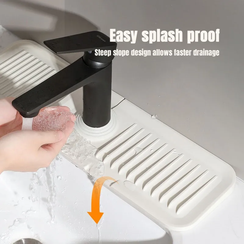 New Kitchen Silicone Faucet Mat For Sink Sponge Drain Rack Sink Mat Faucet Splash Catcher Bathroom Countertop Protector