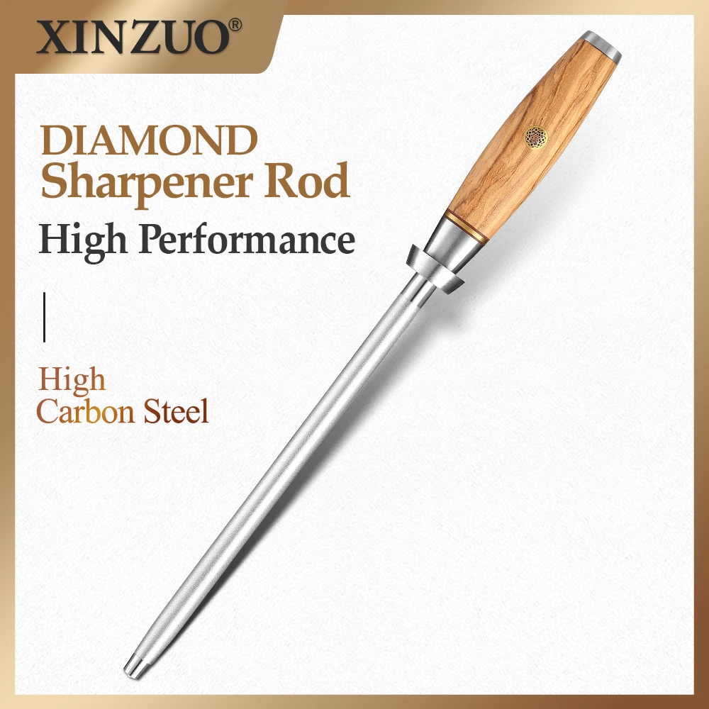 XINZUO Knife Sharpener Rod Kitchen Honing Steel Knife Sharpening Carbon